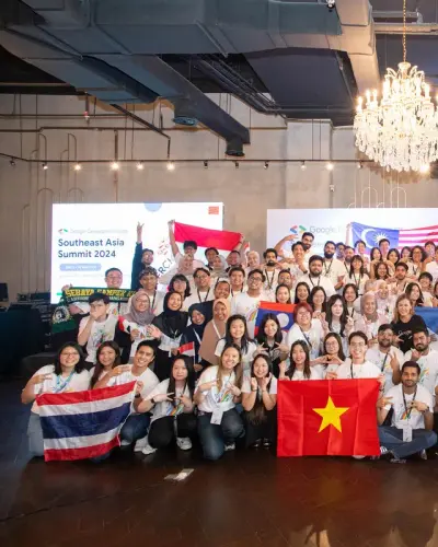Delegates with their national flags at a summit